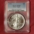 1990 American Silver Eagle 1 Oz PCGS MS66 Bright White Better Date