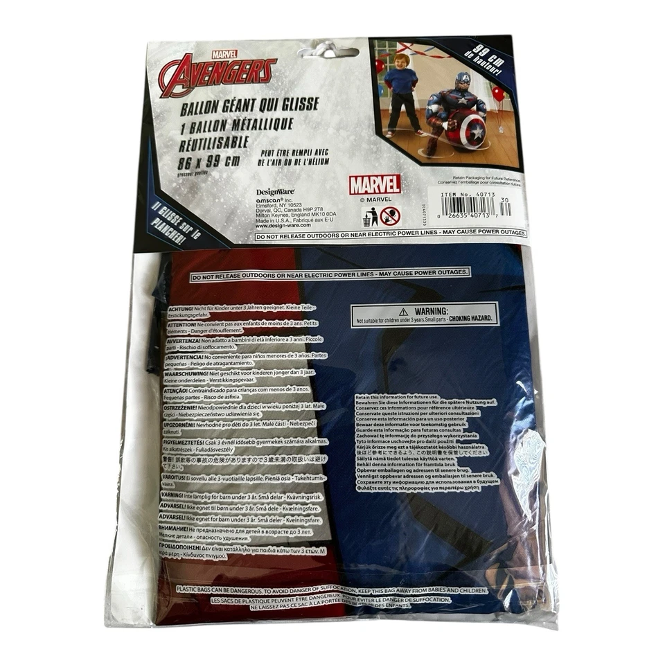 Marvel Vengadores Capitán América Gigante Deslizamiento 39 pulgadas Globo Airwalkers Foto 3 de 4