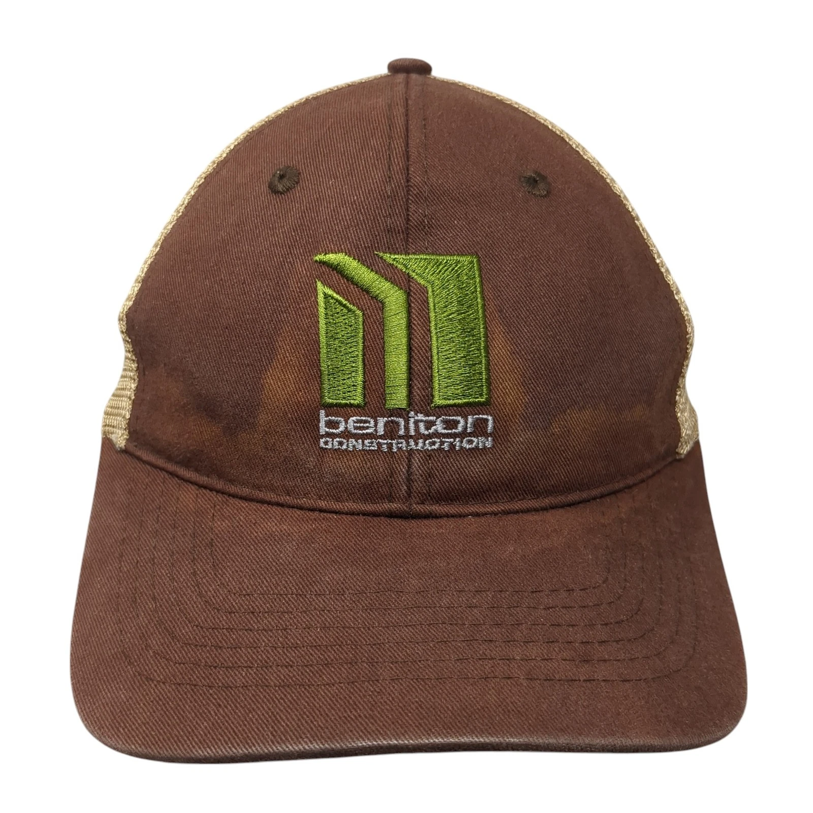 Beniton Construction Strapback Trucker Hat Brown One Size Mesh Back
