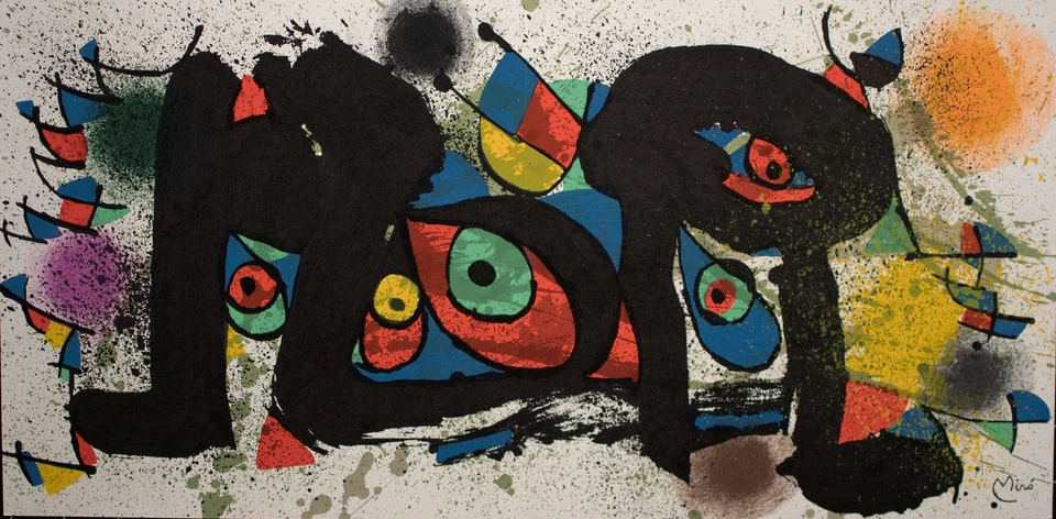 Joan Miró Les Poussins Abstrakt Surrealismus Avantgarde Farblithografie 1974 - Bild 4 von 4