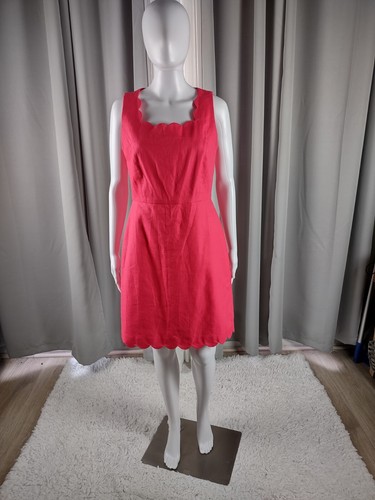 J. Crew Womens Pink Basketweave Scalloped Hem 100% Cotton Sheath Dress Size 6 - Picture 2 of 11
