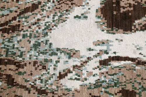 Wool/ Silk Abstract Oriental Contemporary Runner Rug Hand-knotted Carpet 3x10 ft - Picture 7 of 12