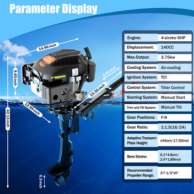 HANGKAI 6 HP 4 Stroke Outboard Motor Boat Engine with Air Cooling System 3.75kw
