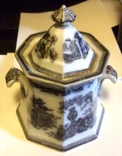 Flow Mulberry Ironstone Sugar Bowl Jeddo by Adams 1845