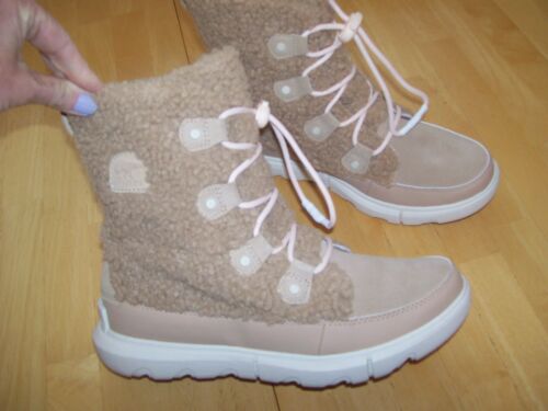 NWT's Sorel Explorer II Teddy Sherpa Boots Youth 7 Women's 8.5-9 Canoe/Chalk