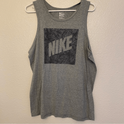 The Nike Tee mens gray sleeveless athletic cut workout cotton tank top Large - Picture 1 of 5