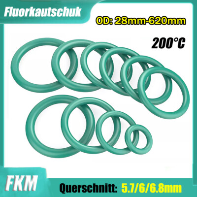 Querschnitt 5.7/6/8.6mm FKM Fluorkautschuk Öldichtungen O-Ring OD 28-620mm Grün