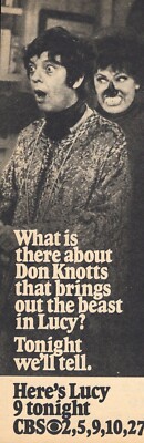 1973 CBS TV AD HERE'S LUCY & GUEST DON KNOTTS ~ LUCILLE BALL QUEEN OF COMEDY