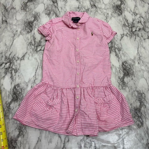 Ralph Lauren pink gingham little girl dress size 5 cotton preppy summer