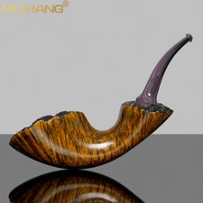 MUXIANG Handmade Briar Calabash Pipe Wooden Smooth Tobacco Pipe Ebonite Stem