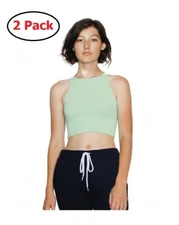 2 Pack American Apparel Women's SMALL Crop Top Tank  Cropped Shirt Menthe Green