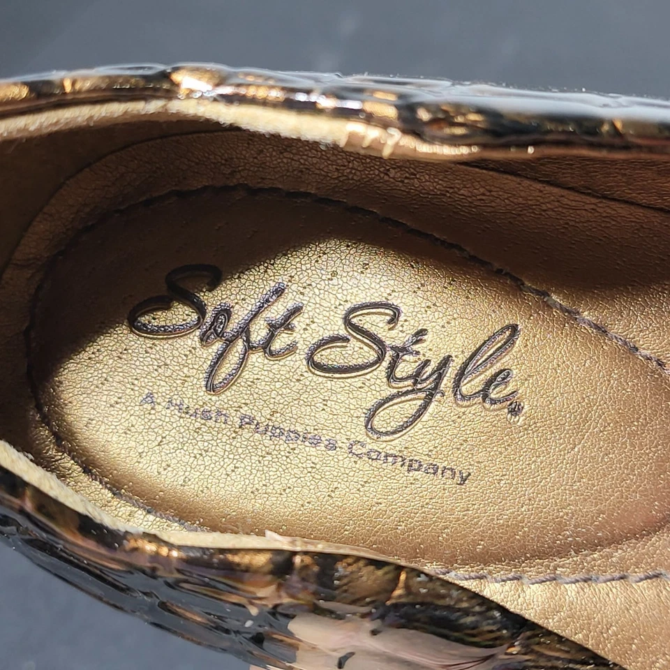 Tacones de salón estilo suave para mujer marrón sin cordones con estampado animal talla 7,5 Foto 4 de 4