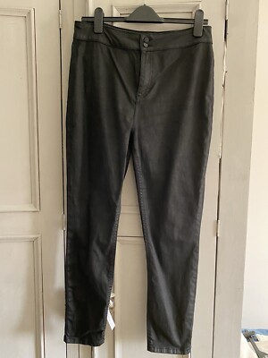 Mint Velvet Size 14 Coated Black Jeans UK