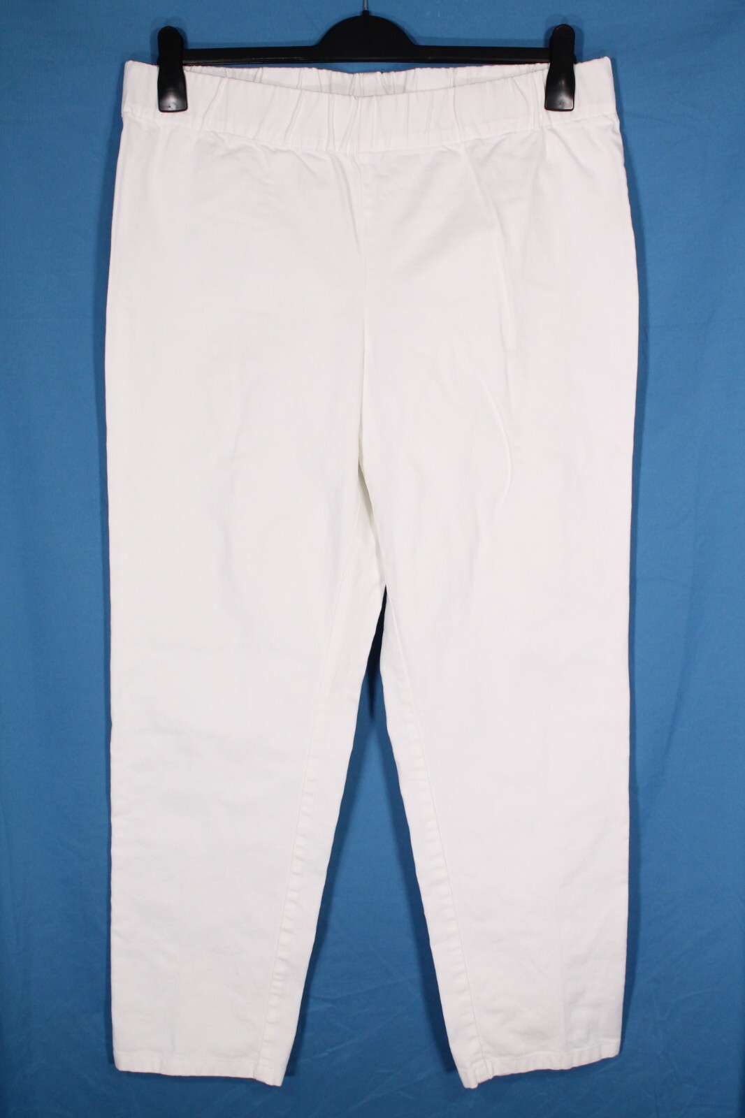 SOFT SURROUNDINGS White DENIM Flat Front ELASTIC WAIST Tapered Leg JEANS Sz XL