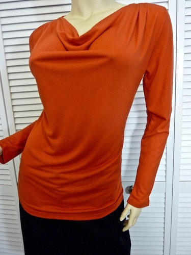 NWT $78 ZOZO TOP SHIRT XL 'FIRE' RED LONG SLEEVE DRAPE NECK STRETCHY KNIT - Bild 5 von 8