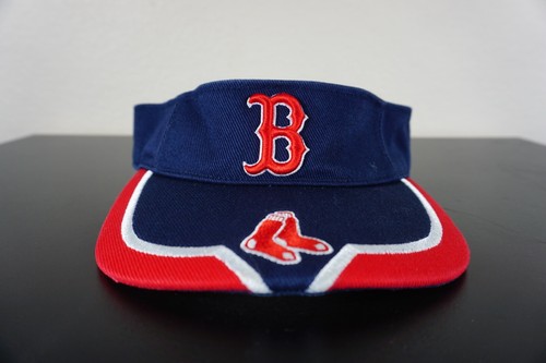 Boston Red Sox Visor Hat Cap Adult One Siz Blue Red Logo MLB Strap Back Baseball