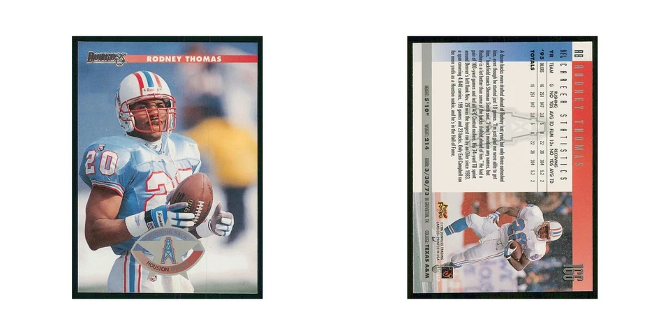 1996 Donruss Rodney Thomas Oilers #166 - Image 3 of 3
