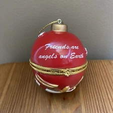 Christmas Ornament FRIENDS ARE ANGELS ON EARTH Hinged Ball by Michael Anthony