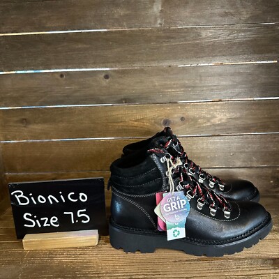 New Womens Bionica Dezi Black Leather Waterproof Ankle Boots Booties Size 7.5 M