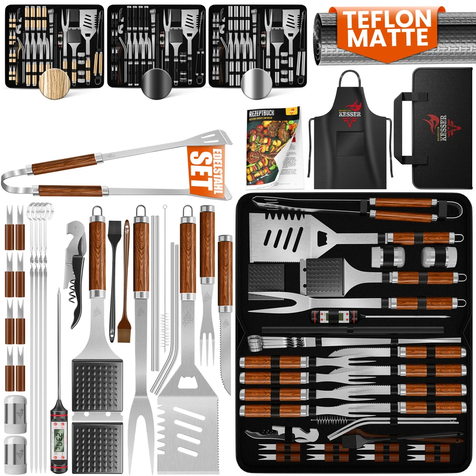 KESSER® Grillbesteck Set 37-teilig Grillzubehör Edelstahl Grill Werkzeug Tasche