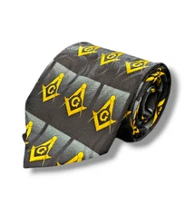 Mason Neck Tie Steven Harris Cravat Compass Black Fraternity Lodge Group Organiz