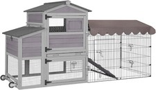 Aivituvin Chicken Coop Mobile Chicken Run Outdoor Hen House Tractor with Wheels