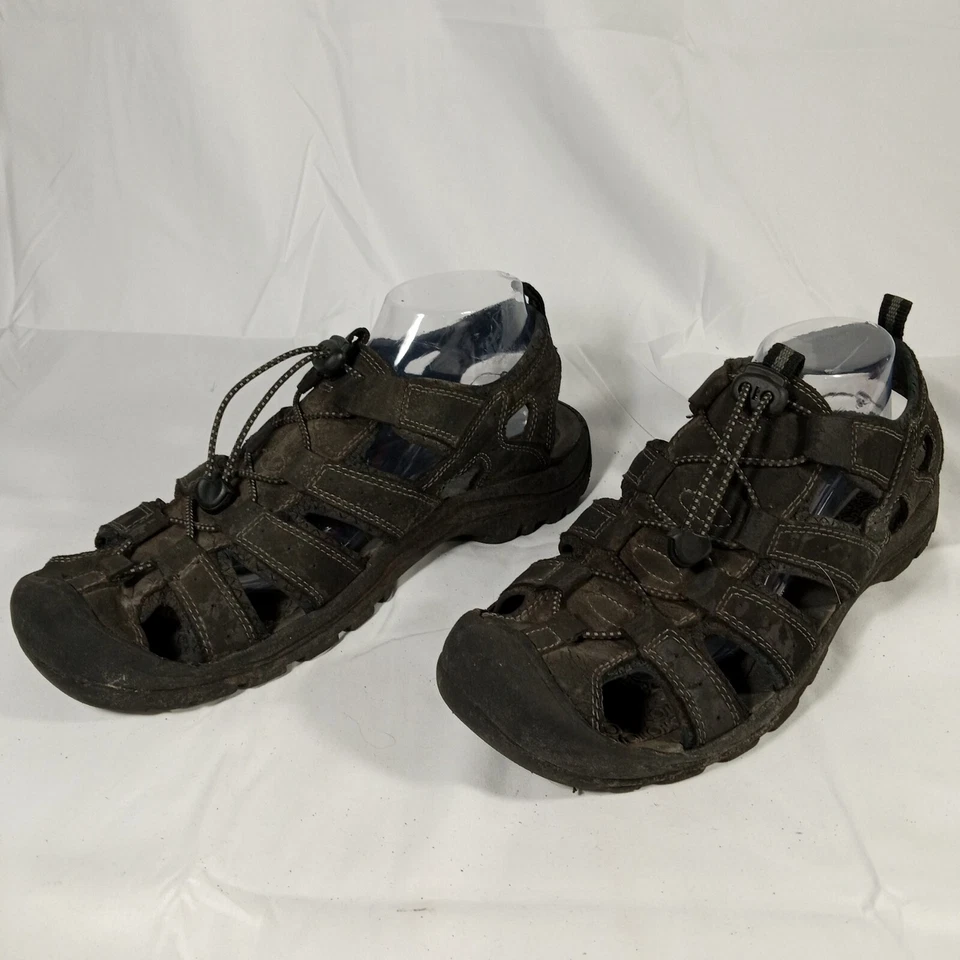 Sandálias esportivas masculinas Merona sapatos pretos cadarços elásticos caminhada caminhada 10,5 - Imagem 3 de 4