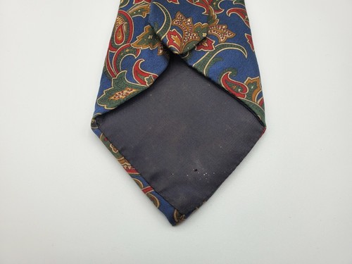 "Corbata de la colección Cabralli 100 % azul seda rojo verde cuadrados geométricos L 56"" con 3 3/8""" - Imagen 4 de 5