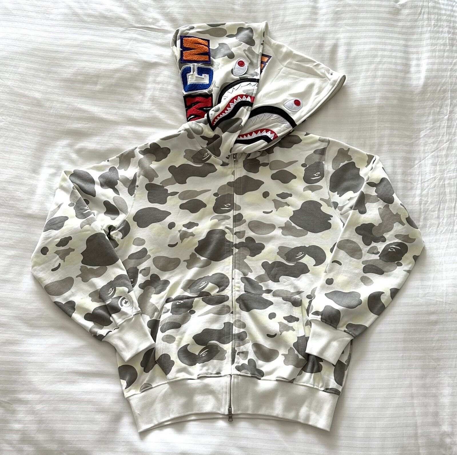 Bape Shark Camo Full Zip Double Hoodie Size L | eBay