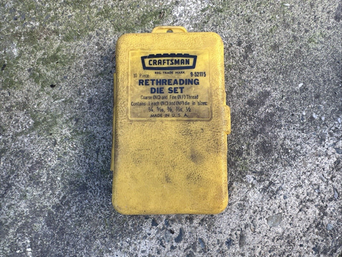 Craftsman Vintage Rethreading Die Set Coarse Thread 10 Pc 3/16