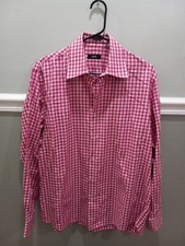 MENS BOSS HUGO BOSS LONG SLEEVE BUTTON UP DRESS SHIRT SIZE 16.5 PURPLE PLAID