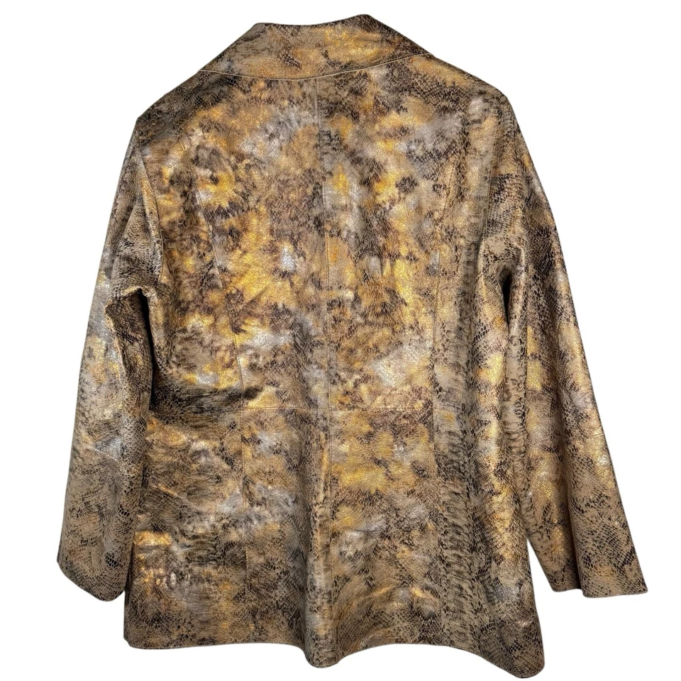 Chaqueta de cuero de gamuza reversible con estampado de serpiente dorada metálica Chicos talla 1 mediana Foto 2 de 4