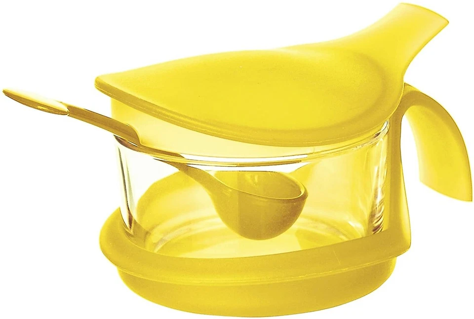 EXCELSA FORMAGGIERA FORMAGGERA ZUCCHERIERA IN VETRO CON SUPPORTO E CUCCHIAIO COLORATO VA