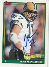 TONY MANDARICH GREEN BAY PACKERS  SIGNED 1991 TOPPS CARD #457