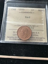 1950  ICCS Graded Canadian Small One Cent**MS-65**# XMY 032