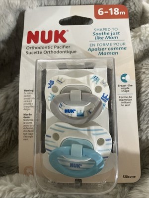 Nuk Orthodontic Pacifier Silicone BPA Free 6-18 Month Crown/Striped Soother