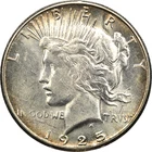 1925-S Peace Silver Dollar $1, About Uncirculated AU+, Lightly Cleaned