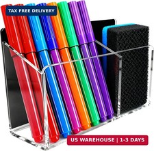 Magnetic Dry Erase Marker Holder - Non-Slip Acrylic Pen Organizer with Powerful