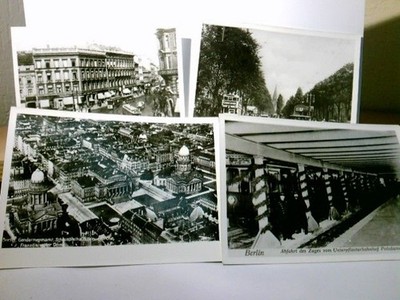 Berlin. 4 x Reprints wohl von alten Ansichtskarten s/w, unliniert, Fotos. 1 x  D