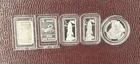 Lot Of 5, .999 Fine Silver 1 Gram Bars encapsulated, 320 Coins Bullion vintage