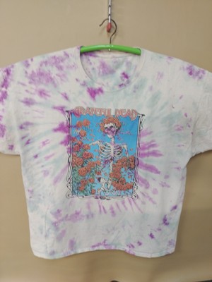 Grateful Dead Liquid Blue Bertha Skull Rose  Tie-dye Band T-shirt Size 2XL