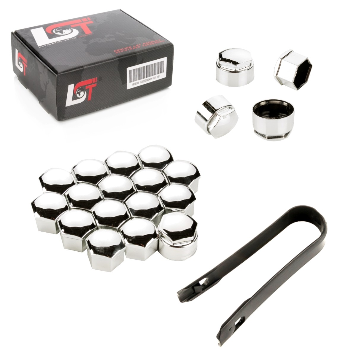 20X Wheel Bolt Hex Cap 17 Mm Chrome Theft Protection For JEEP