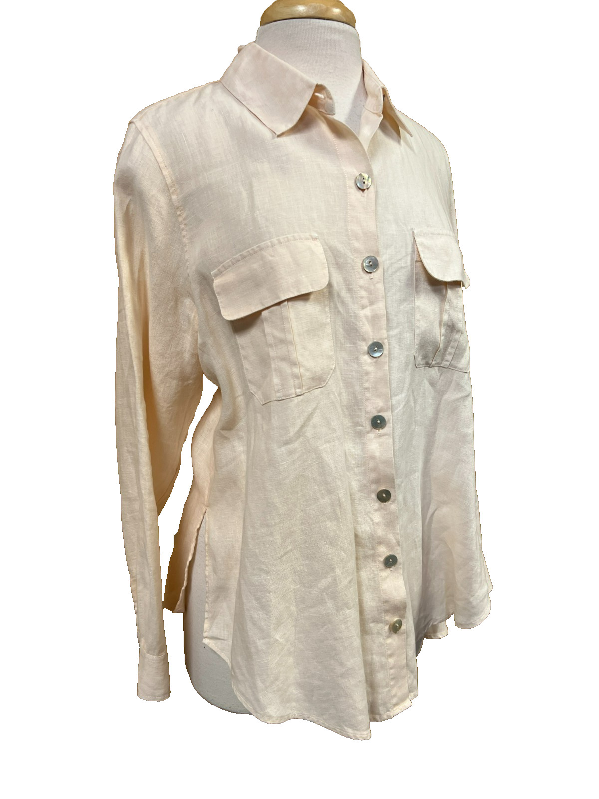 Soft Surroundings Linen Tunic Button Up Shirt Pea… - image 4