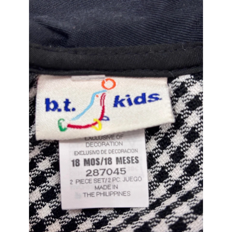 BT Kids 18M Vestido Pata de Gallo Conjunto Sombrero Negro Blanco Cachorro Lazo Peter Pan Foto 3 de 4