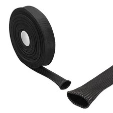 Protector de cable aislante, funda de fibra de vidrio TEMP de 33 pies-4 mm de alto negro