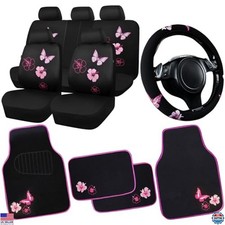 Car Pass Universal Butterfly Car Seat Covers Set - Floral Waterproof Mats 