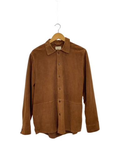 NUDIE JEANS Suede Shirt, Long Sleeve, Size M, Sheepskin Leather, Brown, Solid Co