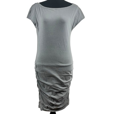 james perse ruched t shirt dress James Perse Standard US Sz M/2 Ruched TShirt Dress Cotton Stretch USA  Minimalist