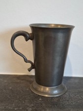 Antiker Zinn Krug Becher Griff Humpen - 14 cm hoch 92% Zinn GILDE-ZINN punziert