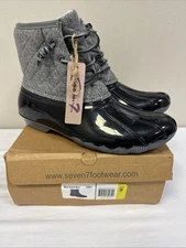 Seven7 Wool Goose Rain Duck Boots Womens Size 9 Black Gray Lace Up Ankle